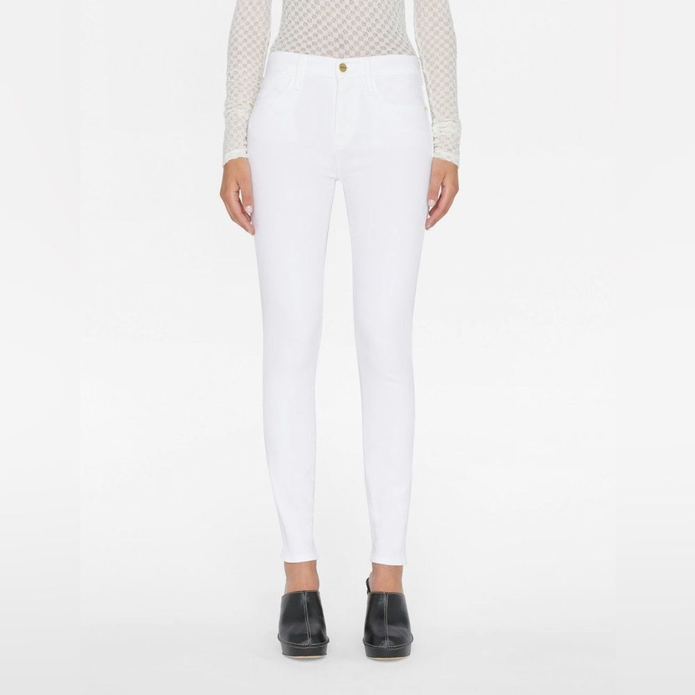 Frame Le High SUPER STRETCH DENIM, HIGH RISE SKINNY ANKLE LENGTH in Blanc
